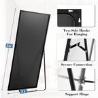 Dumos 64"X21" Full Length Mirror With Stand, Floor Standing Aluminum Frame, Shatterproof Nano Glass For Bedroom, Living Room, Cloakroom Modern Simple Home Decor, Can Be Hanging, Leaning Or Wall, Black