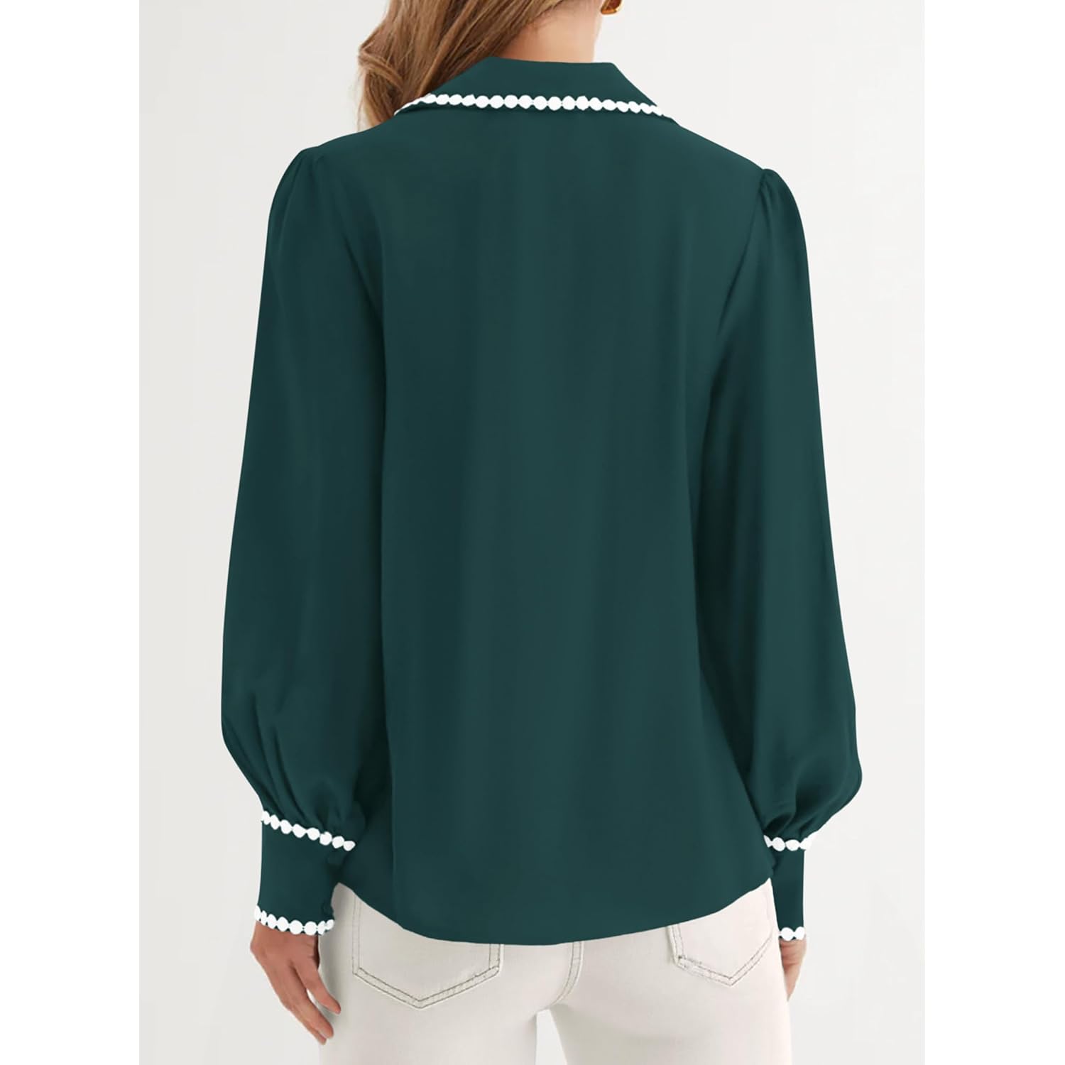 Womens Long Sleeve Button Down Shirts 2026 Trendy V Neck Loose Fit Fall Tops Collared Dressy Casual Blouses