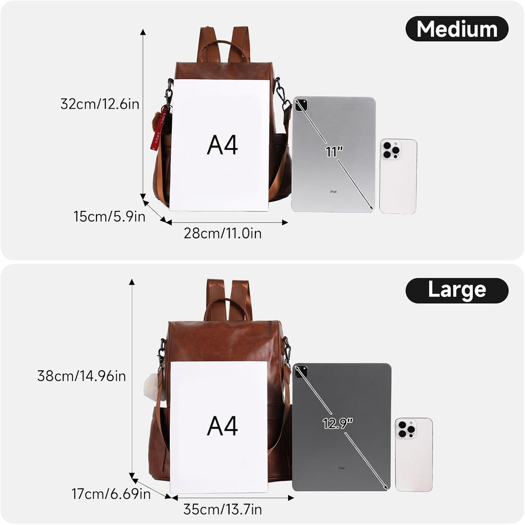 Women Backpack Purse Pu Leather Anti-Theft Casual Shoulder Bag Fashion Ladies Satchel Bags