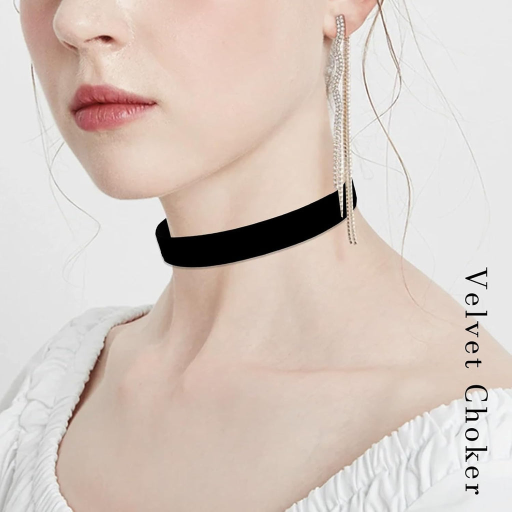 Ronglry 3pcs Black Choker Necklace for Women Black Velvet Choker Set Layered Black Choker Necklaces Classic Chokers for Women Adjustable Gothic Lace Black Collar Necklace for Party Cosplay Christmas Birthday Jewelry Gifts