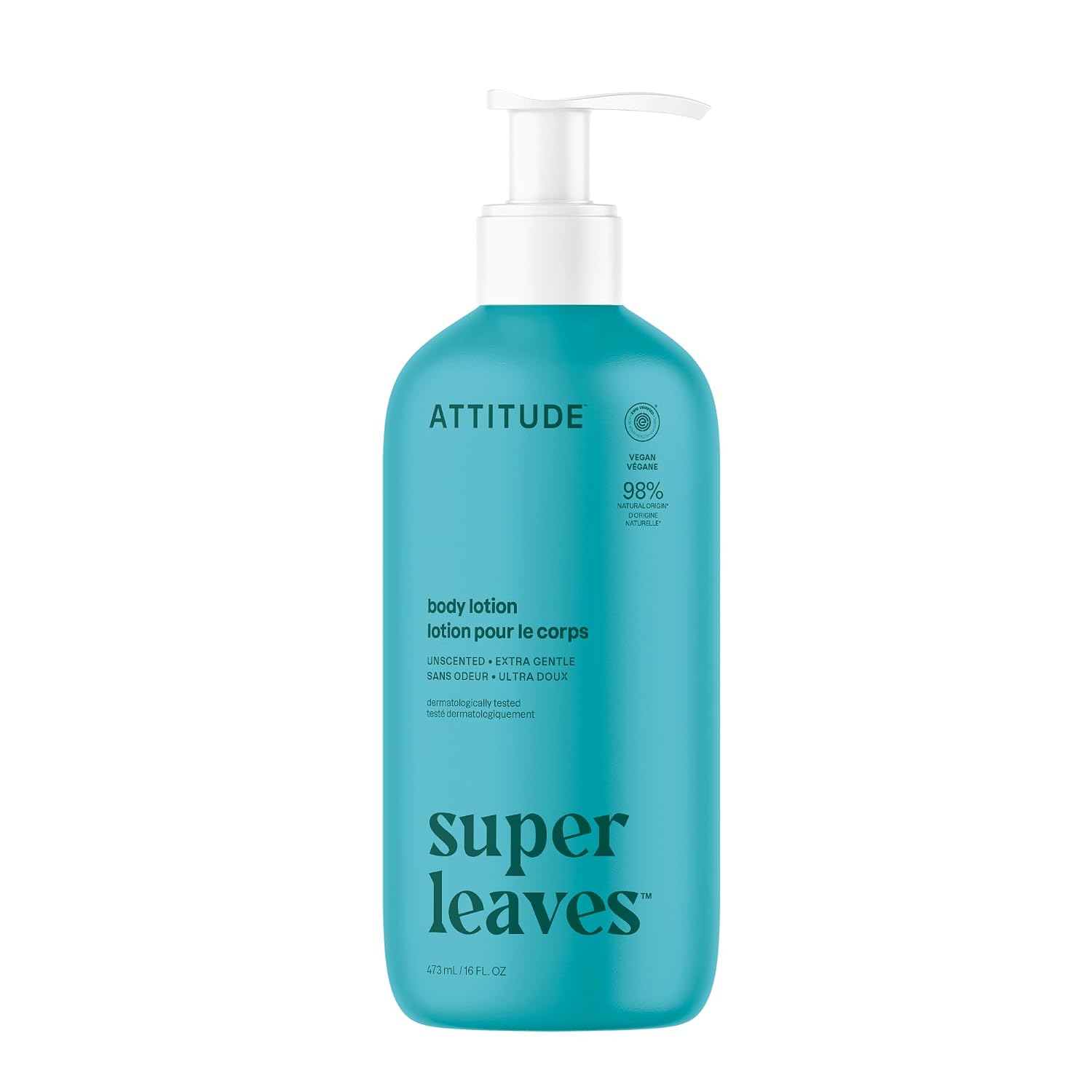 Attitude Body Lotion, Ewg Verified Moisturizer, Vegan Skin Care Products, Non-Greasy, Hydrating For Dry Skin, Cruelty Free, Extra Gentle, Unscented, 16 Fl Oz