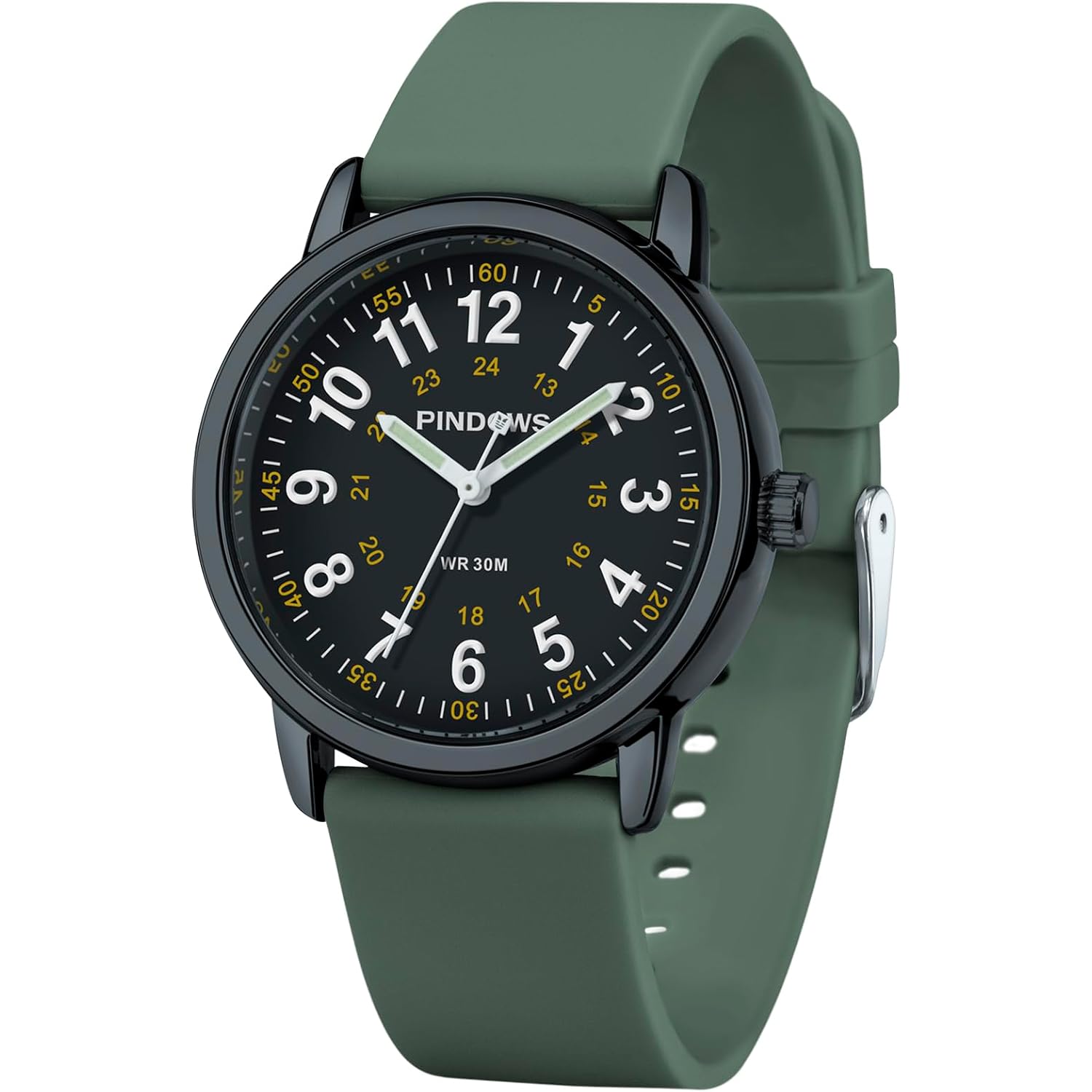 Pindows Women Analog Quartz Wrist Watch With Silicone Strap For Young Women Students Easy Read Waterproof Unisex Luminous Dial