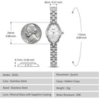 Berny Silver Watches For Women Dainty Ladies Wristwatch Vintage Copper Mirrors Shape Japanese Quartz Movement 3Atm Waterproof All Stainless Steel Fashion Female Wrist Watch Birthday Gifts