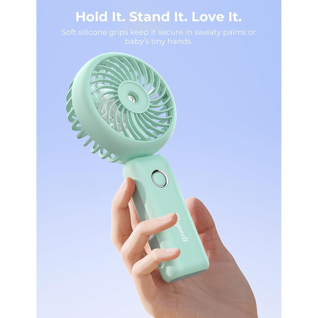 Handheld Misting Fan Portable, Small Personal Rechargeable Cooling Mister Fan Water Spray Mist, 3-Speed, 5-15 Hrs Runtime, 4000Mah Battery Operated For Travel Indoor Outdoor Hand Desk (Blue)