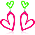 Neon Heart Earrings for Women Acrylic Neon Earrings 80s 90s Outfit for Women Glow Party Accessories Gifts Hot Pink Orange Green Yellow