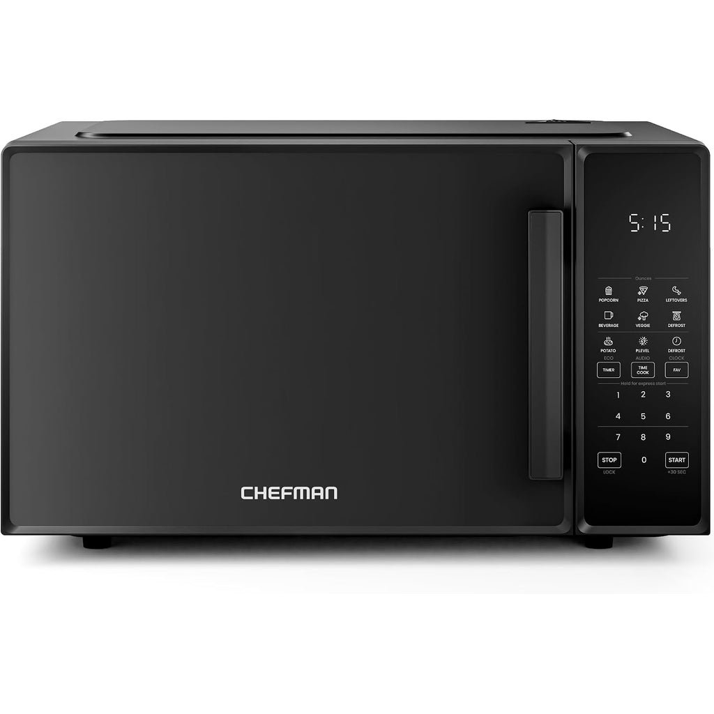 Chefman Countertop Microwave Oven 1.1 Cu. Ft., 1000 Watts With 10 Power Levels, 6 Cooking Presets With One-Touch Express Cook, Eco Mode, Child Safety Lock, & Mute Button - Black