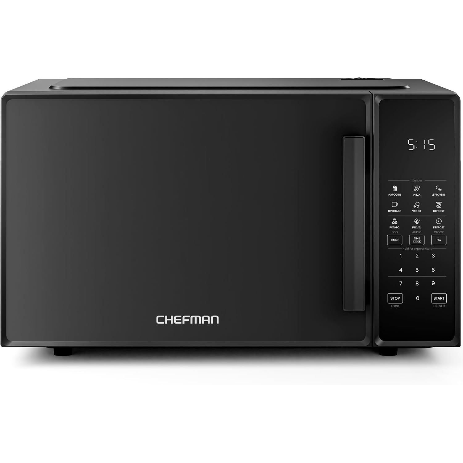 Chefman Countertop Microwave Oven 1.1 Cu. Ft., 1000 Watts With 10 Power Levels, 6 Cooking Presets With One-Touch Express Cook, Eco Mode, Child Safety Lock, & Mute Button - Black