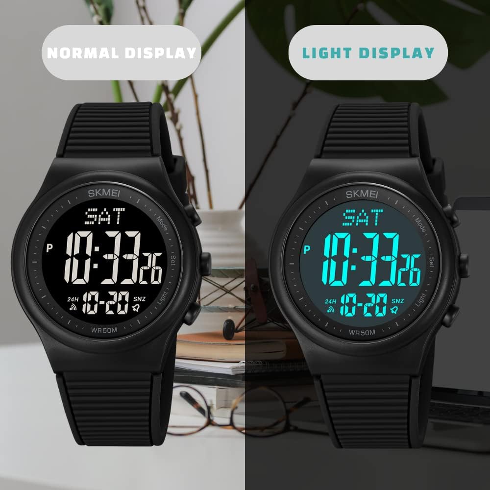 Cakcity Digital Watch For Women Waterproof Stopwatch Sports Watches For Mens And Womens Unisex Outdoor Rubber Strap Multifunction Wristwatch With Luminous Display