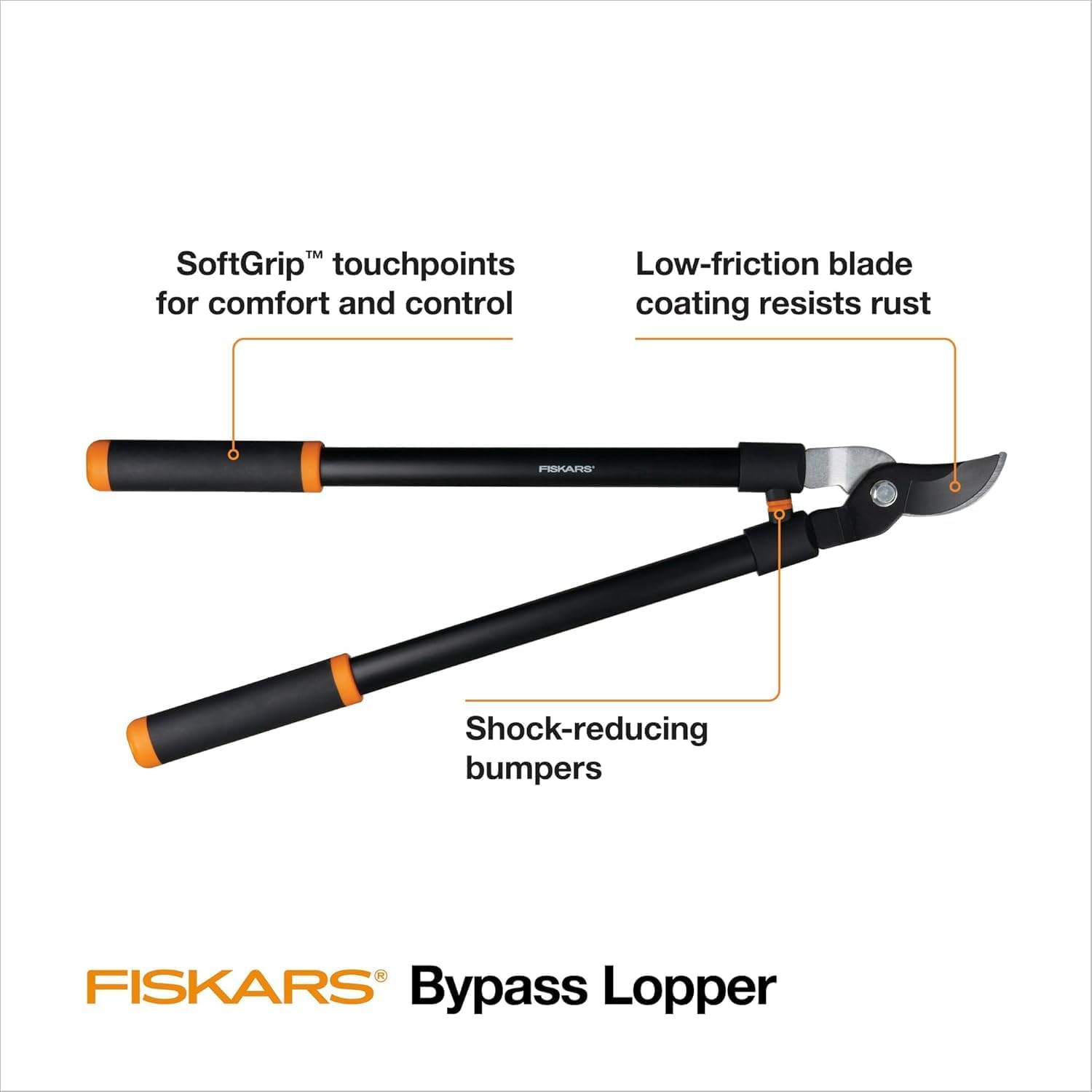 Fiskars 28" Loppers For Tree Trimming, Heavy Duty, Rust-Resistant Sharp Bypass Steel Blade Loppers, Branch Cutter Up To 1.5" Diameter Cut Capacity, Shock-Absorbing Handle, Garden Tools