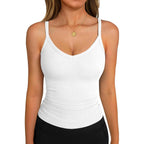 Tank Tops for Women Spaghetti Strap Ribbed Camisole Tops 2026 Slim Fitted V-Neck Soft Basic Layering Shirts