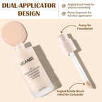 UCANBE 2-IN-1 Foundation + Concealer, Full Coverage Long-Lasting Matte Makeup for Normal, Combination and Oily Skin, Buildable Waterproof Formula with Hyaluronic Acid （01 Fair Ivory）