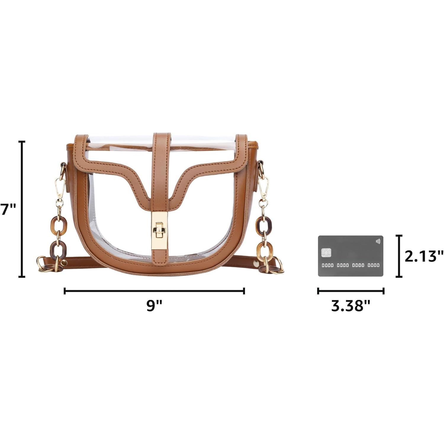 Kkxiu Clear Crossbody Bag For Women Stadium Approved Vegan Leather Concert Shoulder Sports See-Through Purse | Stadium Approved