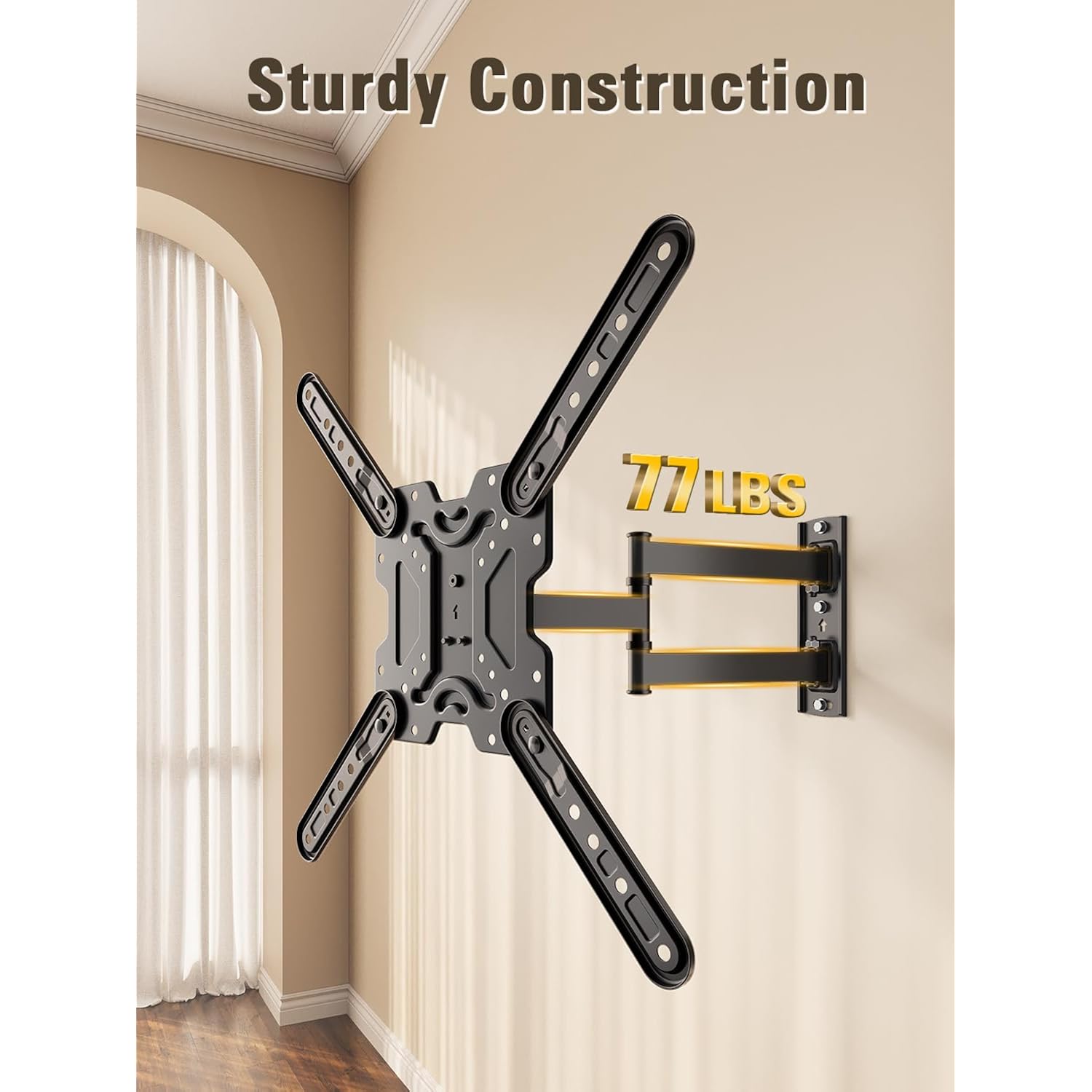 Mounting Dream Ul Listed Tv Wall Mount For Most 26-60 Inch Tvs, Full Motion Corner Tv Mount Design, Articulating Wall Mount Tv Bracket Swivel And Tilt, Single Stud Max Vesa 400X400Mm, Up To 77Lbs