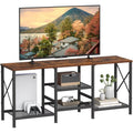 Tv Stand For 55 Inch Tv, Entertainment Center With 3-Tier Open Shelves, Tv Console Table For Living Room, Bedroom, Rustic Brown