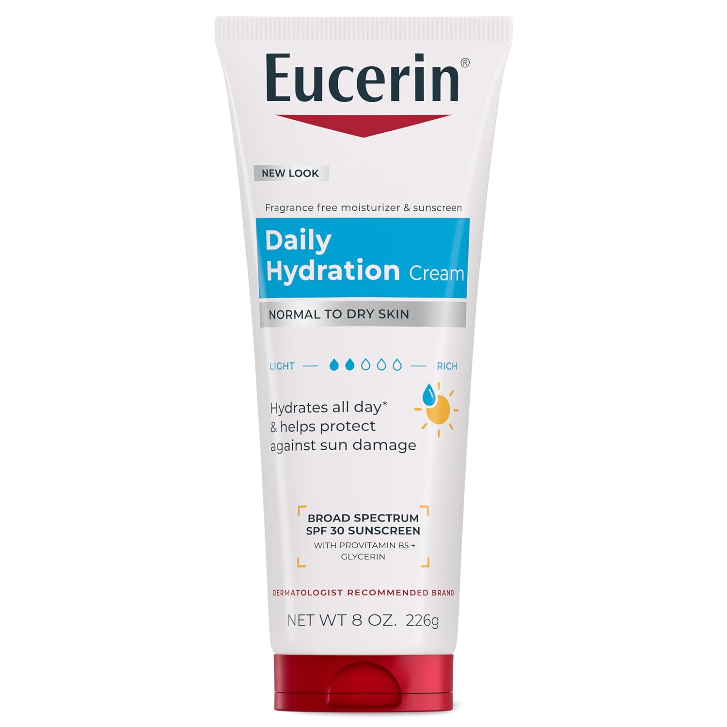 Eucerin Daily Hydration Broad Spectrum Spf 30 Sunscreen Body Cream For Dry Skin, Fragrance Free Sunscreen Moisturizer, 8 Oz Tube