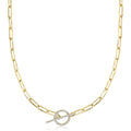Ross-Simons 0.25 ct. t.w. Diamond Toggle Clasp Paper Clip Link Necklace in 14kt Yellow Gold
