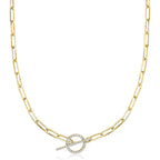 Ross-Simons 0.25 ct. t.w. Diamond Toggle Clasp Paper Clip Link Necklace in 14kt Yellow Gold