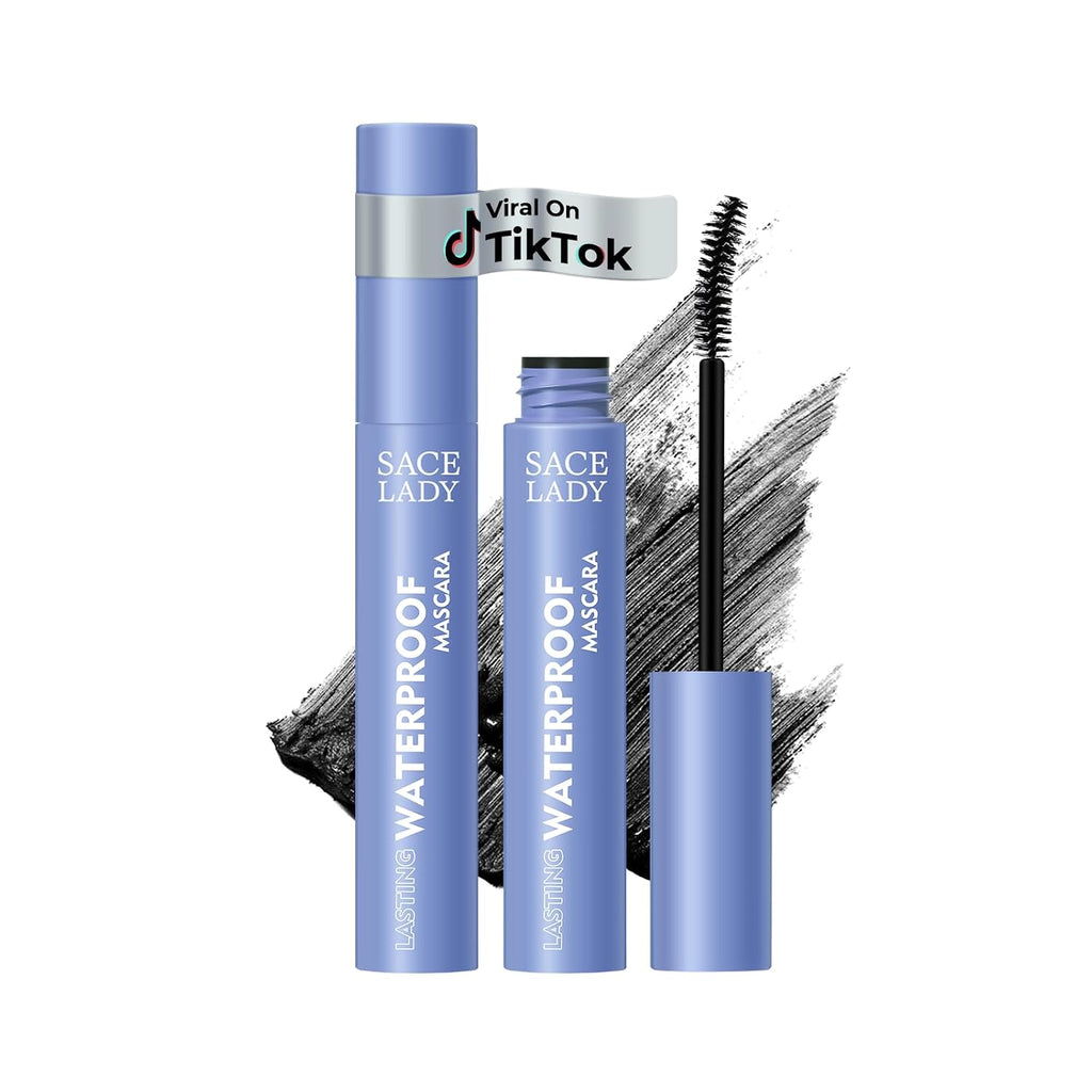 Sace Lady Black Mascara, Waterproof Volume Lengthening Eyelashes Mascara, Long Wearing Natural-Looking Smudge-Proof No Clumping Eye Makeup