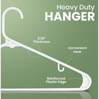 Utopia Home Plastic Hangers 20 Pack – Built-In Strap Hooks White | Space Saving | Durable & Strong | Closet Organizer | Clothes Hangers | Ideal For Shirts, Pants, Skirts & Coats