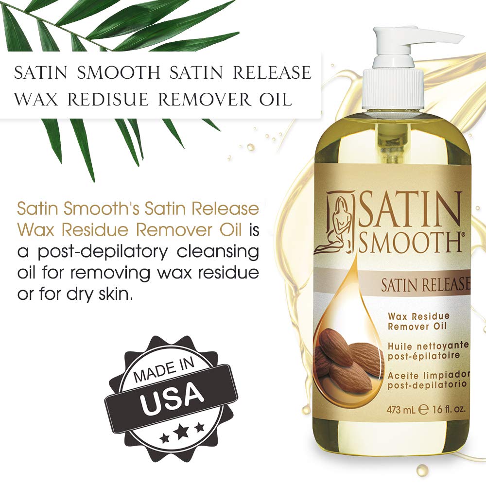Satin Smooth Satin Release Wax Residue Remover Oil, Post-Wax Treatment Fast-Dissolving, 16 oz, 1-pack