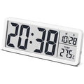 Lcd Digital Wall Clocks Battery Operated, 8.5" Modern Wall Clocks For Living Room Decor, Simple Digital Wall Clock With Temperature/Date/Time - 12/24H, Small Desk Clock For Bedroom Office