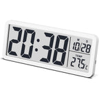 Lcd Digital Wall Clocks Battery Operated, 8.5" Modern Wall Clocks For Living Room Decor, Simple Digital Wall Clock With Temperature/Date/Time - 12/24H, Small Desk Clock For Bedroom Office