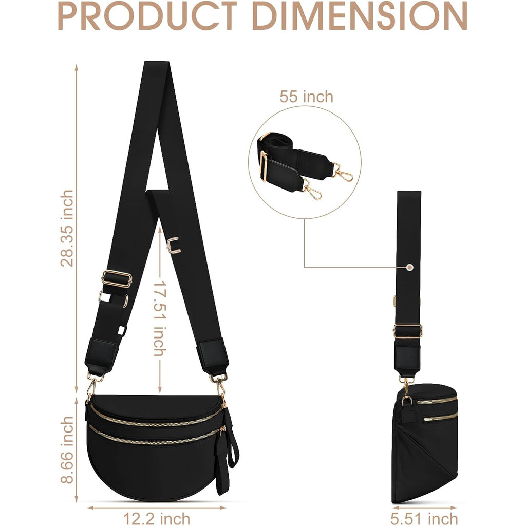 Checkered Nylon Crossbody Bag Bum Bag For Women Mom Large Checkered Fanny Packs With Adjustable Strap