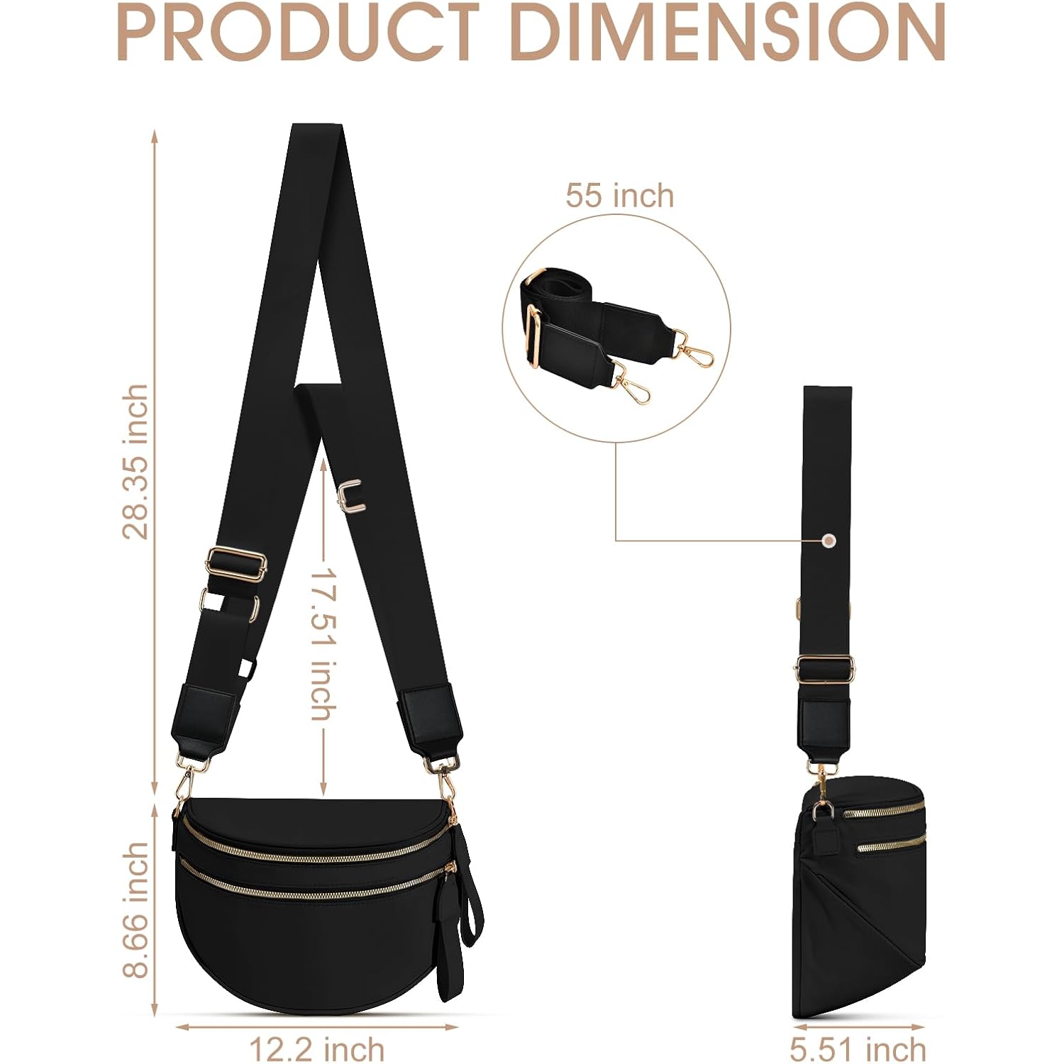 Checkered Nylon Crossbody Bag Bum Bag For Women Mom Large Checkered Fanny Packs With Adjustable Strap