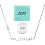 Mama Necklace for Women Mom Jewelry-S925 Sterling Silver Heart Zircon Birthstone Adjustable Trendy Dainty Pendant for Wife Grandmother Birthday Mother's Day Anniversary Christmas