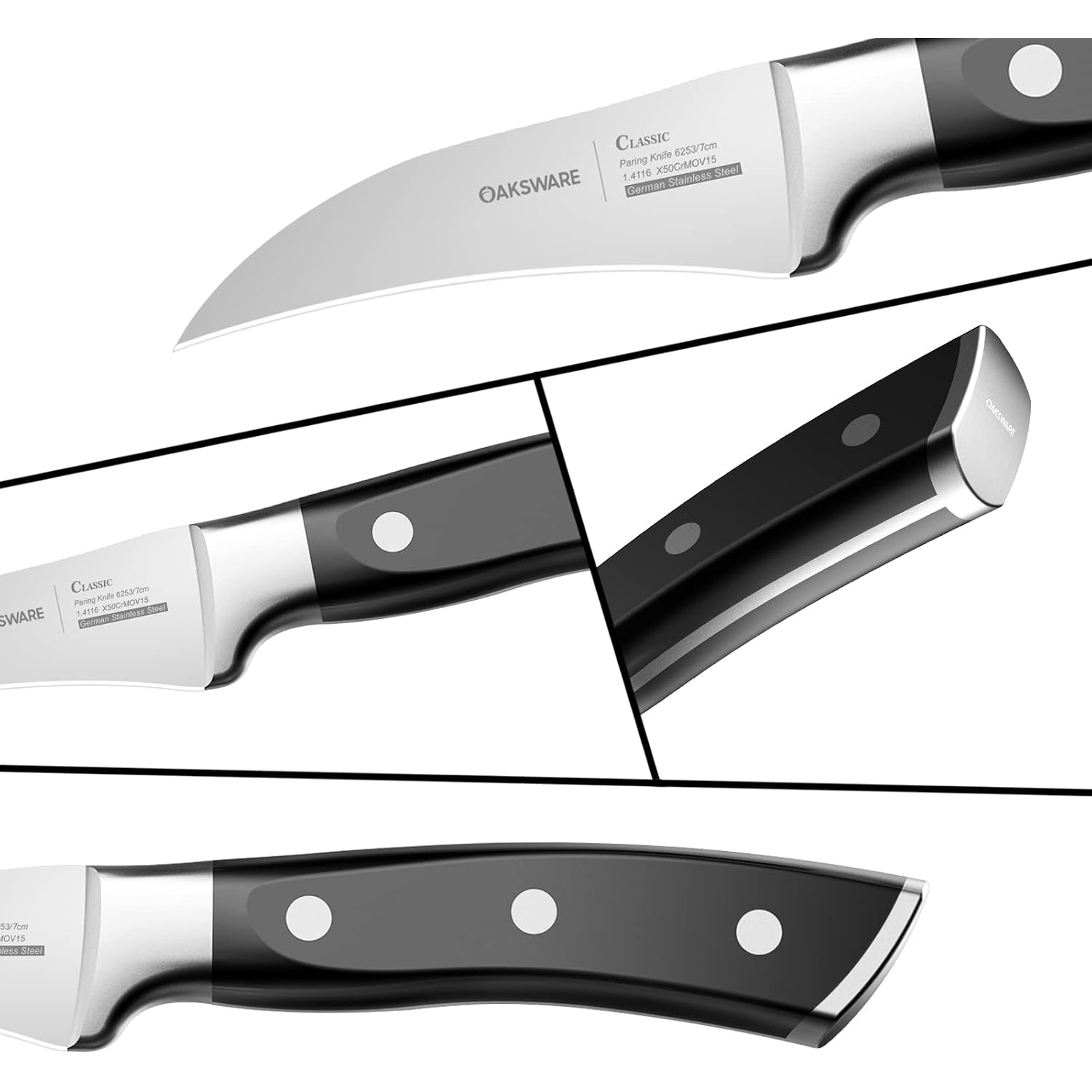 Bird Beak Paring Knife, 2.75 Inch Razor-Sharp Pro Tourné Knife | German High Carbon Steel Curved Peeling Knife For Round Fruit, Coring & Precision Garnishing, Ergonomic Full-Tang Handle