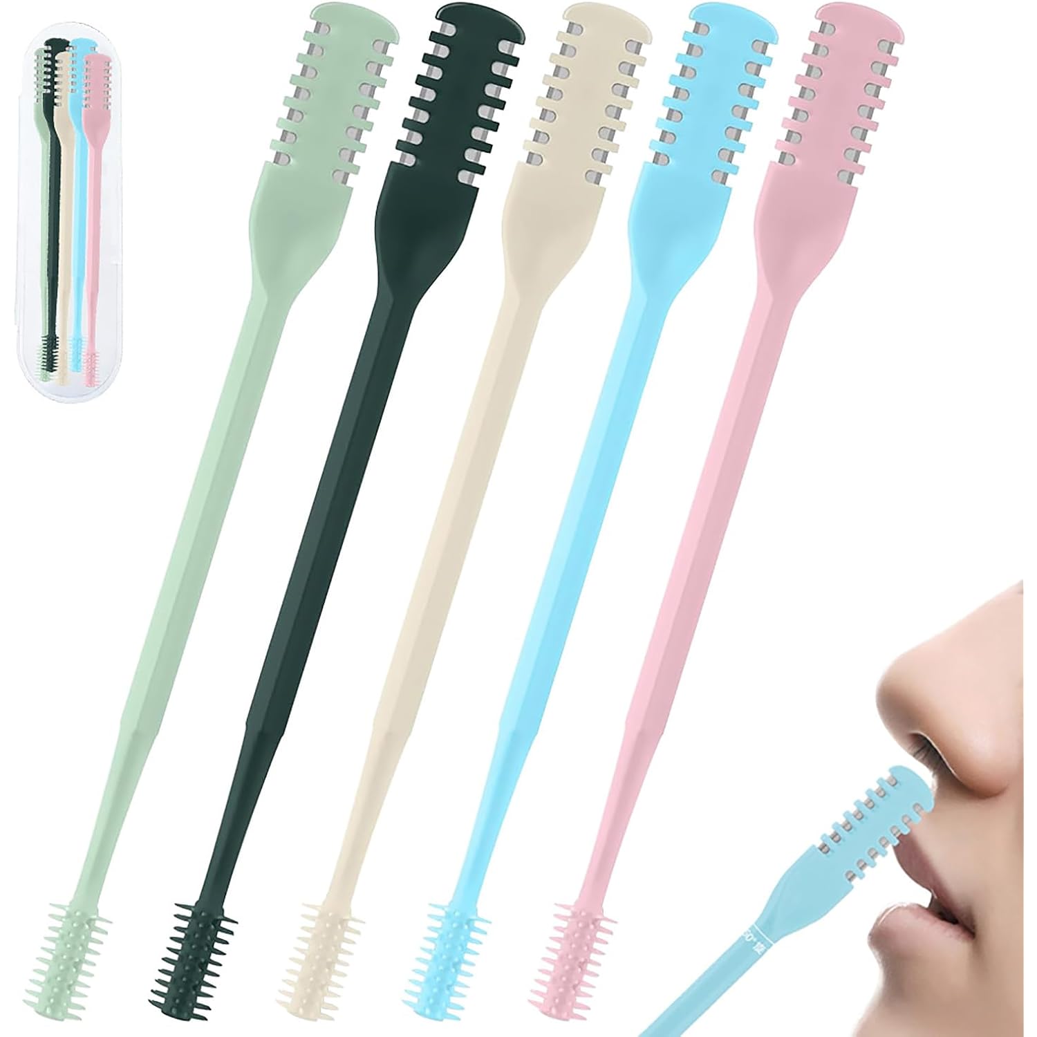 5Pcs 2-in-1 Nose Hair Trimmer for Men Women: 2026 New Portable Double Sided 360° Rotating Nasal Hair Cutter for Women Home Travel (Multicolor)