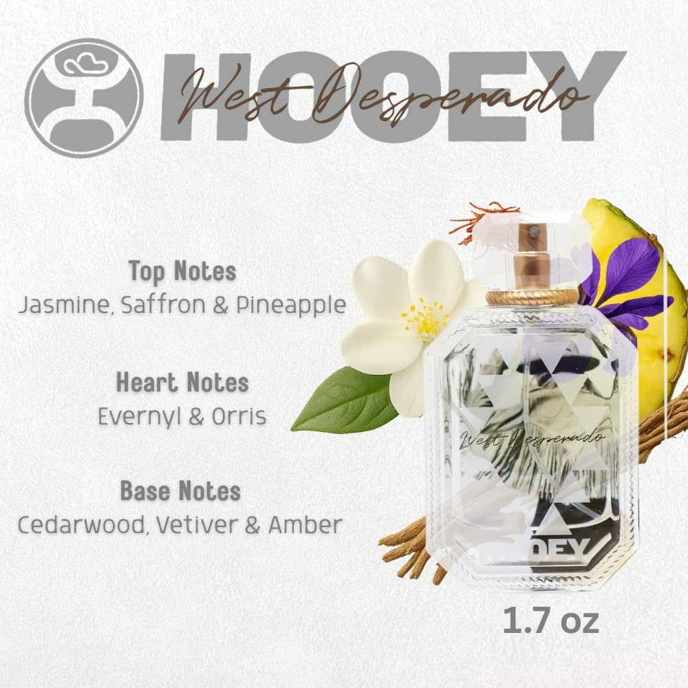 HOOEY West Desperado Women's Perfume - Long-Lasting Citrus Perfume for Women with Notes of Jasmine, Saffron, Cedarwood, Amber & More - Fresh Designer Fragrance, Eau de Parfum Feminine Spray (50 ml)