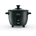 Oster Rice Cooker, 6 Cup Cooked (3 Cup Uncooked), Electric Rice Maker, Compact Size for Family Meals & Sides, Automatic Keep Warm, Nonstick Inner Pot, Black
