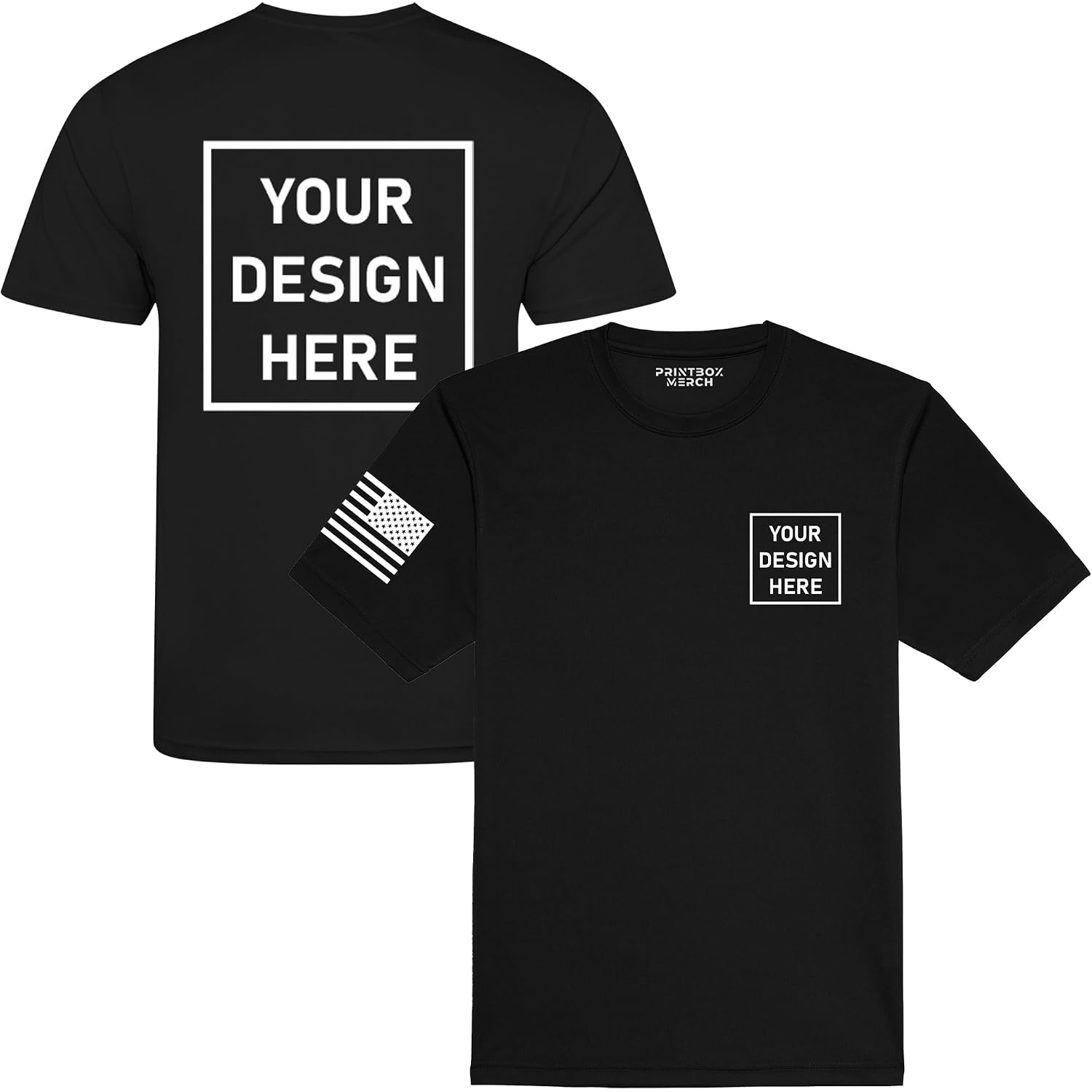 Dry Wicking Custom Shirts For Men, Personalized Shirts, Uv Moisture Wicking T-Shirt, Small Business Work Shirts Black