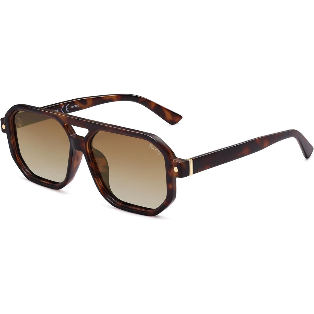Sojos Retro Polarized Square Aviator Sunglasses For Women Men Vintage 70S Uv400 Protection Shade Sj2609