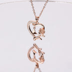 Heart Necklace for Women Sterling Silver/14k Gold Plated/Rose Gold CZ Romantic Rose and Butterfly Jewelry for women Birthday Valentine's Day Gift for Girls