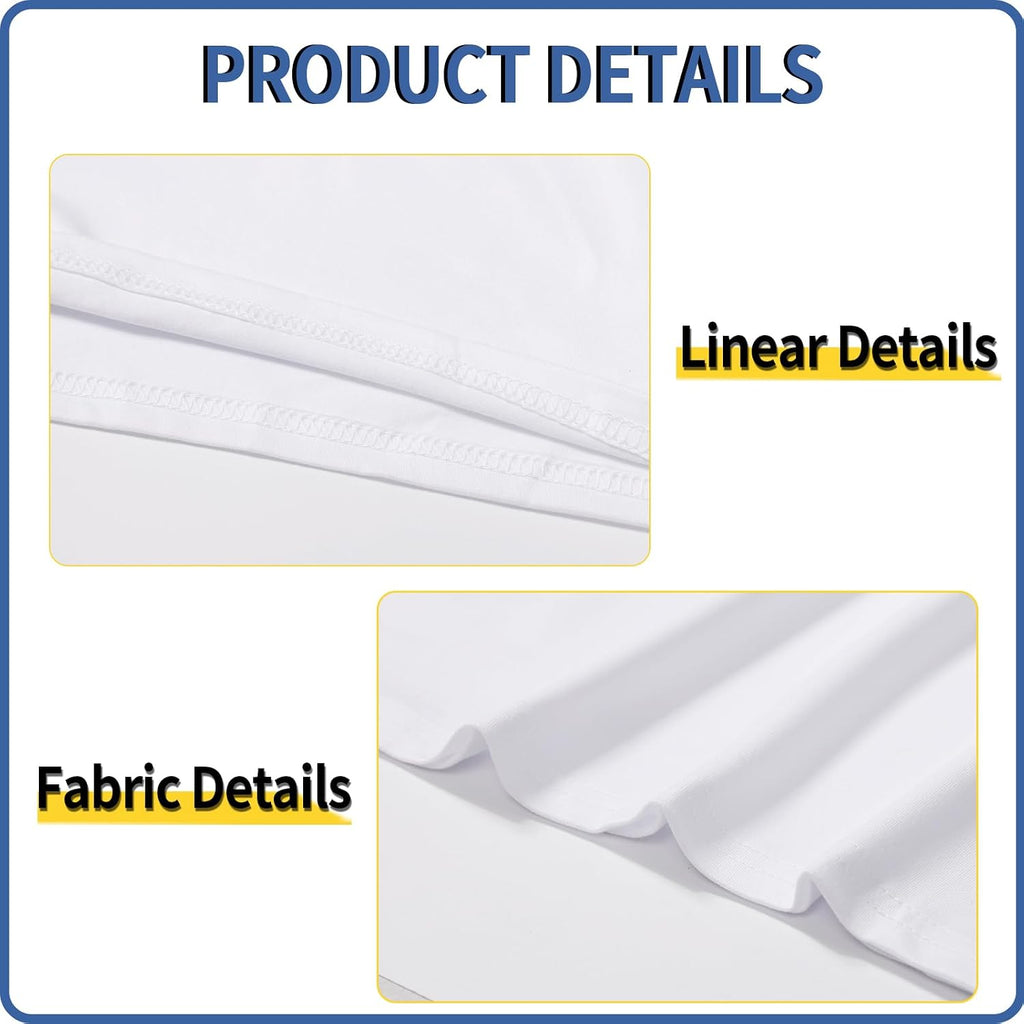 5 Pack White Polyester T-Shirts For Sublimation, Crew Neck, Short Sleeve