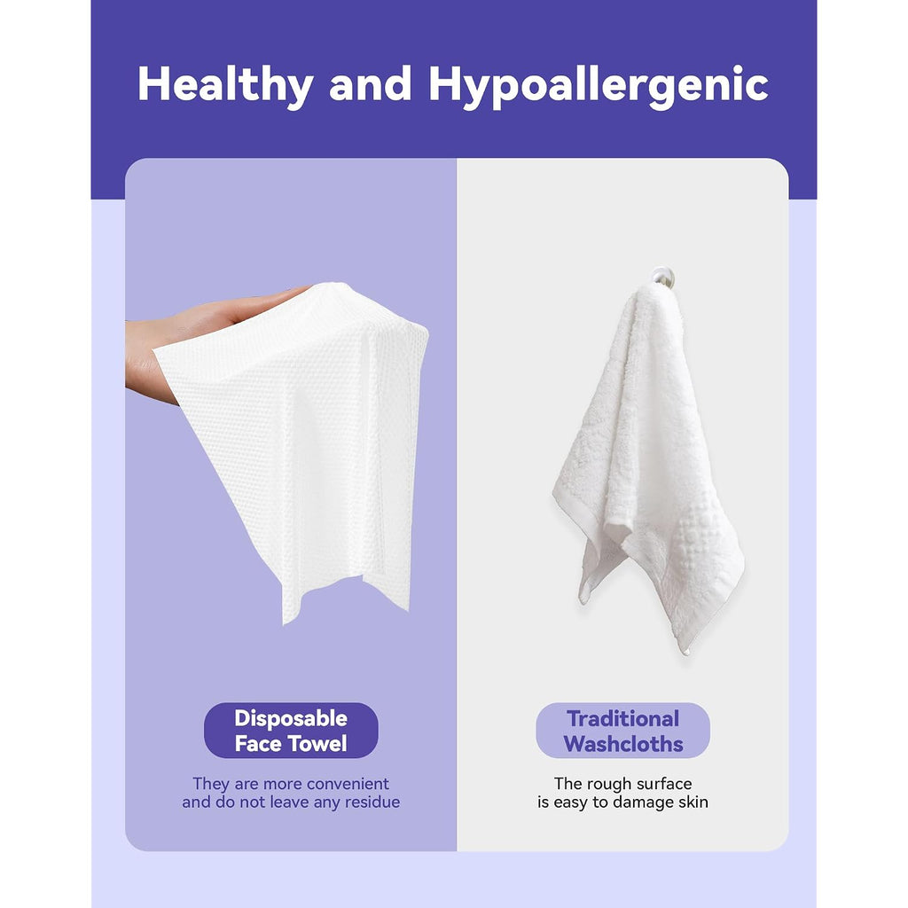 Disposable Face Towels, 10"×12" Xl Face Towelette Disposable, Soft Makeup Remover Dry Wipes, Thick Facial Tissue For Women Cleansing, Skin Care, 50 Count (4 Pack)