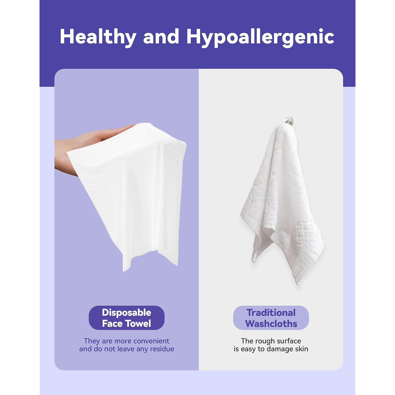 Disposable Face Towels, 10"×12" Xl Face Towelette Disposable, Soft Makeup Remover Dry Wipes, Thick Facial Tissue For Women Cleansing, Skin Care, 50 Count (4 Pack)