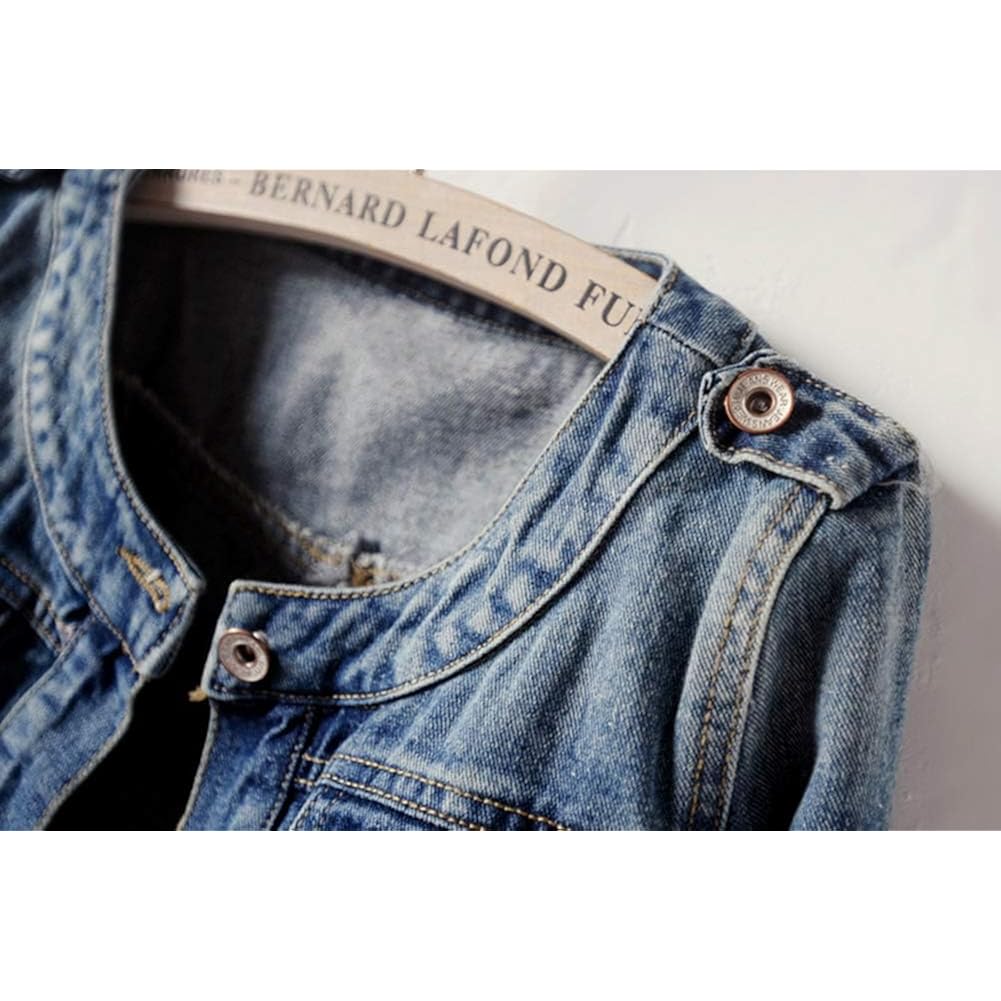 Jean Jacket For Women Trendy Collarless Button Down Long Sleeve Casual Western Denim Jacket Country Concert Outfits