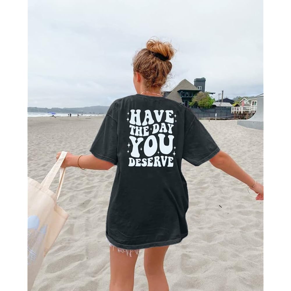 ASTANFY Oversized Tshirts for Women: Deserve Day Shirt Funny Skeleton Shirts Casual Oversized Graphic Tees Tops Grey