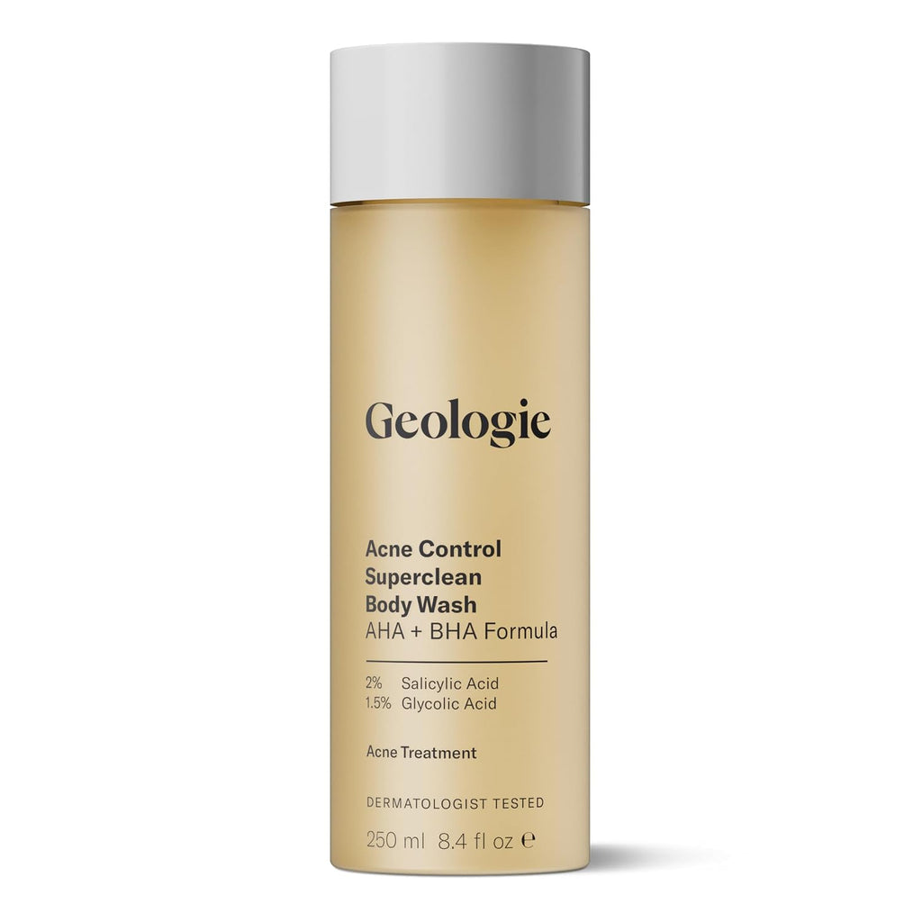Geologie Acne Control Body Wash | Exfoliating Aha + Bha Cleanser For Men & Women | Reduces Bacne & Body Breakouts | Salicylic Acid + Glycolic Acid | 8.4 Fl Oz