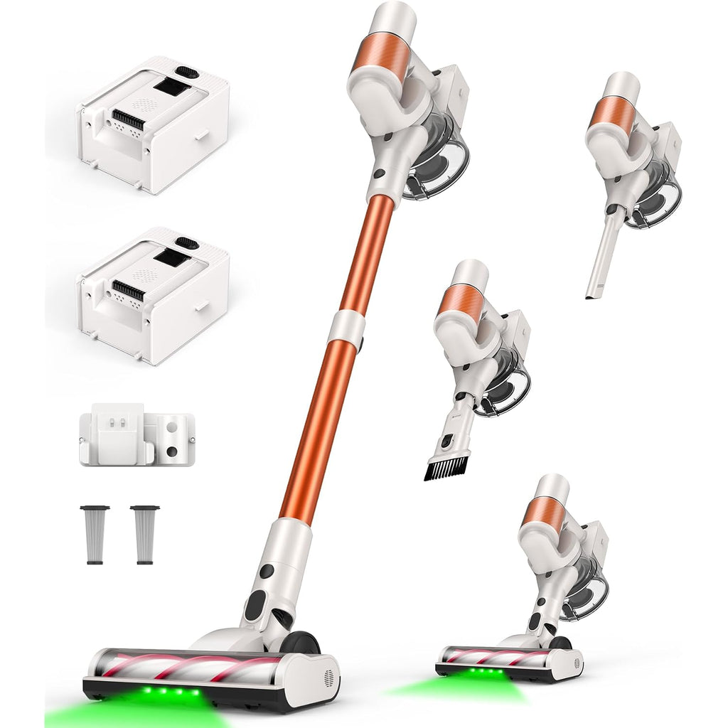 Cordless Vacuum Cleaner, 2 Batteries 110 Minutes Runtime, 600W 50Kpa Stick Vacuum With Self-Standing, Tangle-Free Brush, Led Display, Vacuum Cleaner For Home Hardwood Floor, Carpet, Pet Hair