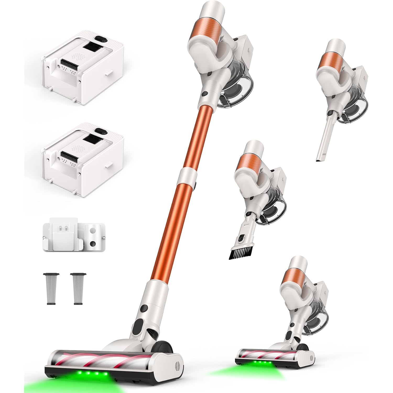 Cordless Vacuum Cleaner, 2 Batteries 110 Minutes Runtime, 600W 50Kpa Stick Vacuum With Self-Standing, Tangle-Free Brush, Led Display, Vacuum Cleaner For Home Hardwood Floor, Carpet, Pet Hair