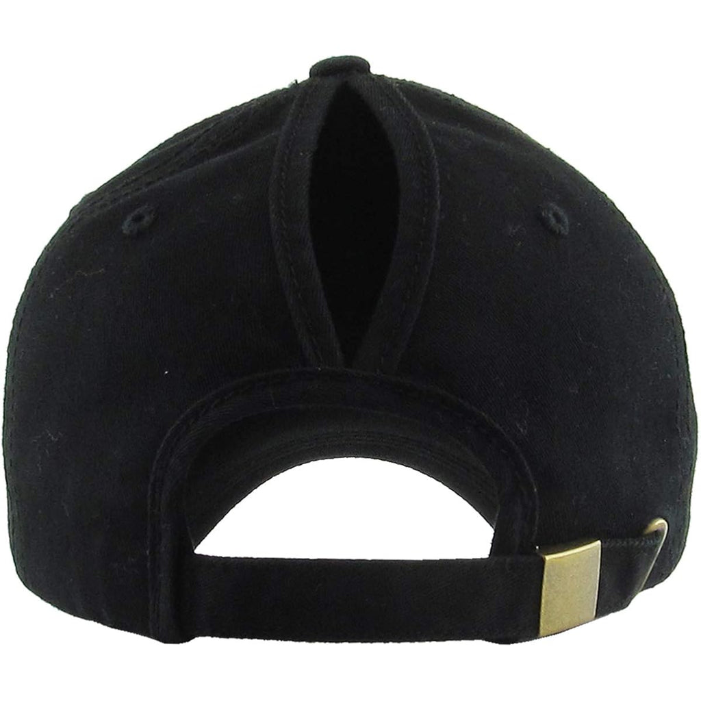 Classic Plain Ponytail Messy High Bun Headwear Adjustable Cotton Trucker Mesh Glitter Hat Baseball Cap