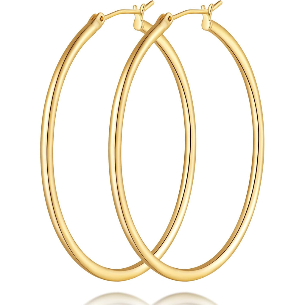 14K Gold Earrings for Women 14K Gold Hoop Earrings for Women Trending Gold Hoop Earring for Womens Hoops Minimalist Design and Timeless Elegance Hoops Earring for Womens 35/45/55mm