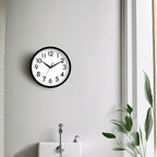 Daxsmy 12 Inch Wall Clock Silent Non-Ticking Battery Operated Analog Clock Decorative For Office Kitchen Outdoor Living Room Classroom Bedroom Bathroom School(Black)