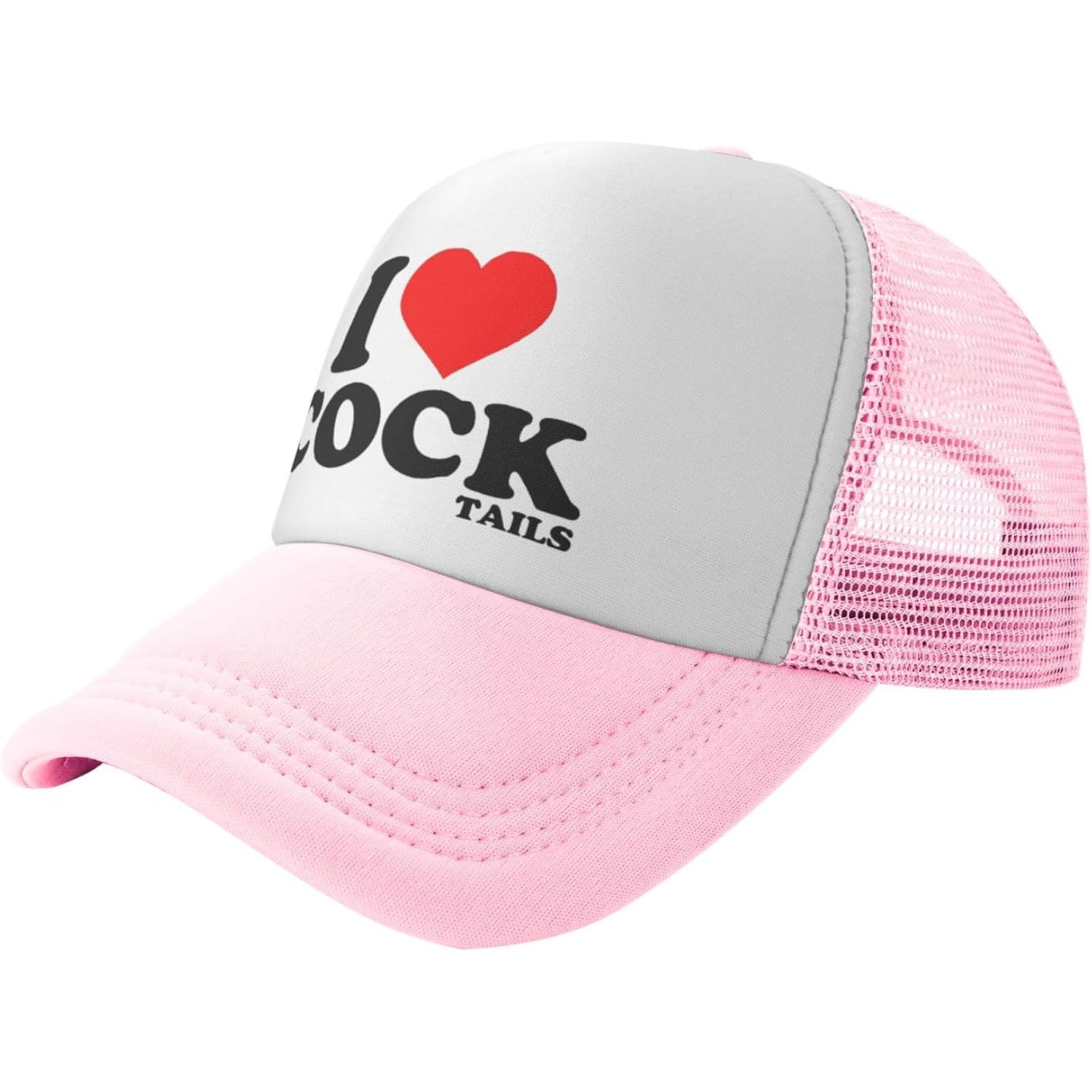 I Love Heart Cocktails Funny Gag Trucker Hat for Adult Humor Adjustable Mesh Sport Baseball Caps for Women Men Black Pink