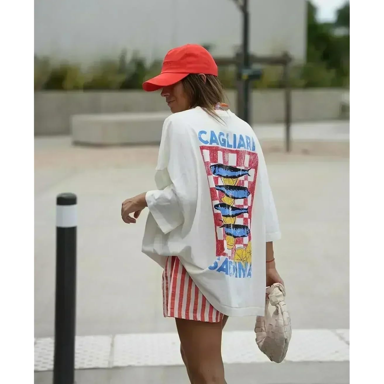Cute Strawberry Beach Shirts Oversized Graphic Tees Women Short Sleeve Y2k Summer Tops 2000s Aesthetic Preppy Clothes Fish Blue