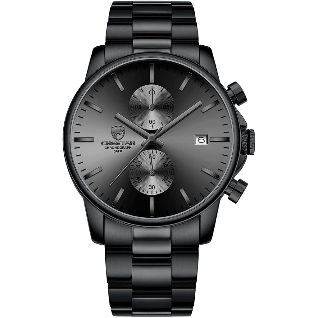 Golden Hour Fashion Business Mens Watches With Stainless Steel Waterproof Chronograph Quartz Watch For Men, Auto Date